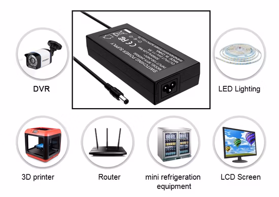 Fábrica de China AC DC 5 voltios/6V/9V/12V/18V/24V/48V 1A 2A 3A 4A 5A Adaptador de corriente de escritorio para computadora portátil/LED/CCTV/cargador de batería